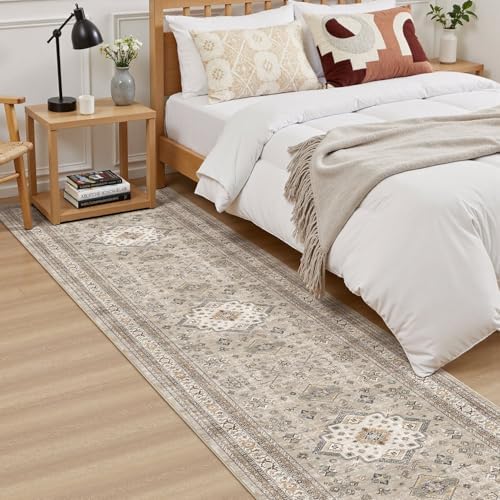 cotiled 2x8 Hallway Runner Rug for Entryway, Non-Slip Vintage, Beige - Image 3