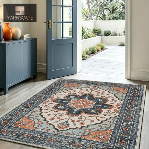 YARNSCAPE 4' x 6' Machine Washable Area Rug, Non-Slip Low-Pile Carpet - Image 5