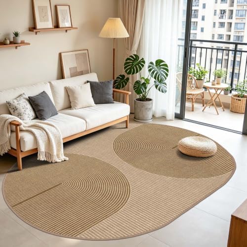 Easy Jute Rug for Pet Homes: Oval Rugs 5x7 - Geometric Arch Pattern by Arvenchy