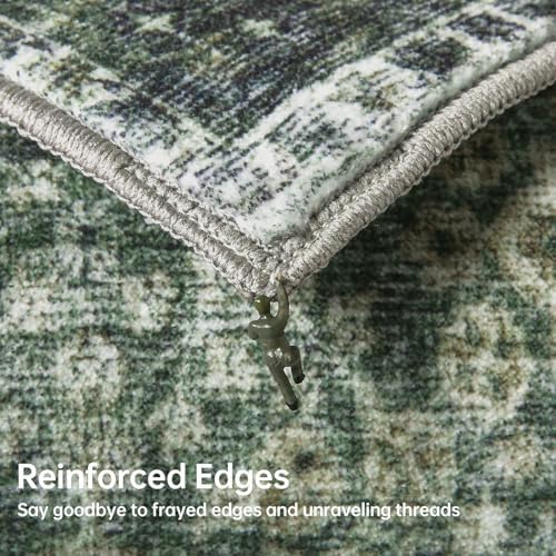 Sasttie Round Rug 8ft, Ultra-Soft Washable Rug for Living Room, Dark Green - Image 5