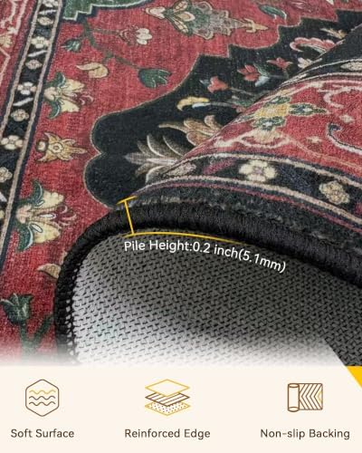 RELEANY Washable Area Rug, Runner 3'x10', Red/Black - Image 4