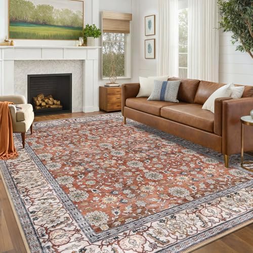 KUTA Vintage Floral 6x9 Area Rugs Washable Rugs for Living Room by KUTA