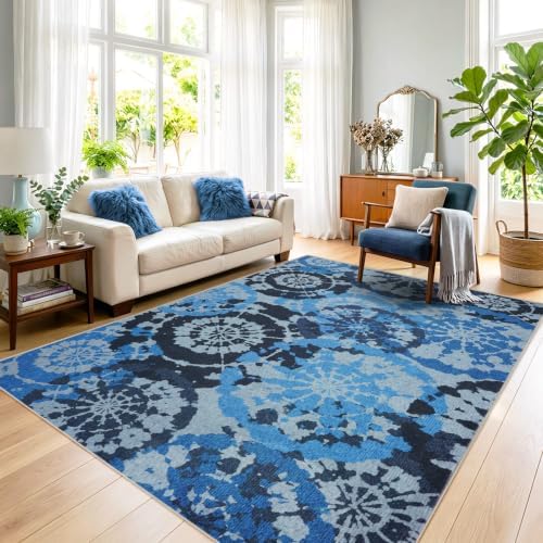Boho Modern 5x7 Area Rug Washable Non-Slip Non-Shedding Abstract Rug - Image 7