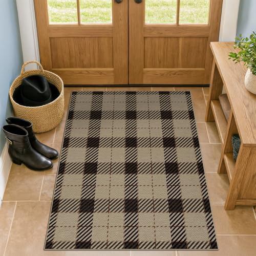 JTJ Easy Jute 3x4 Entryway Rug, Washable Non Slip Farmhouse Plaid - Image 3