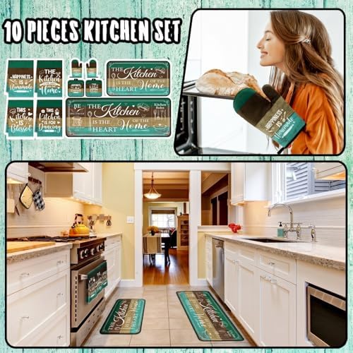 Fourluoo 10 Pcs Teal Blue Kitchen Decor and Accessories Set - Image 2