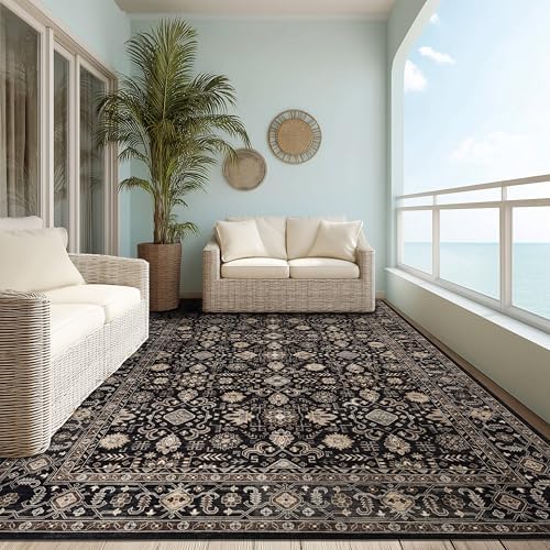 Ruaruarug Washable Area Rug 9×12 for Living Room, Ultra Soft, Black Gold - Image 3
