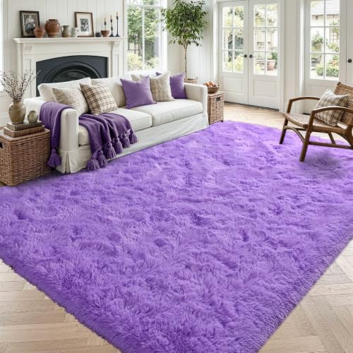 5x7 Purple Fluffy Soft Area Rug Non-Slip for Living Room Bedroom Playroom by ModernHomeDecor