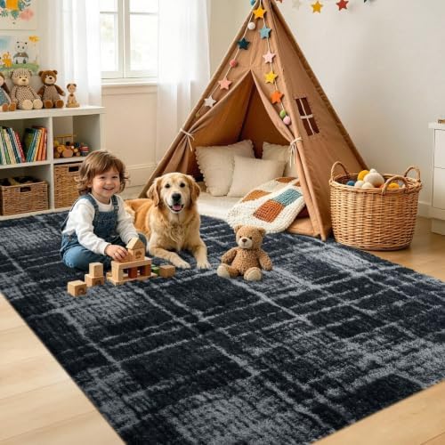 4x6 Grey Fluffy Soft Area Rug Non-Slip for Bedroom Living Room Playroom - Image 4