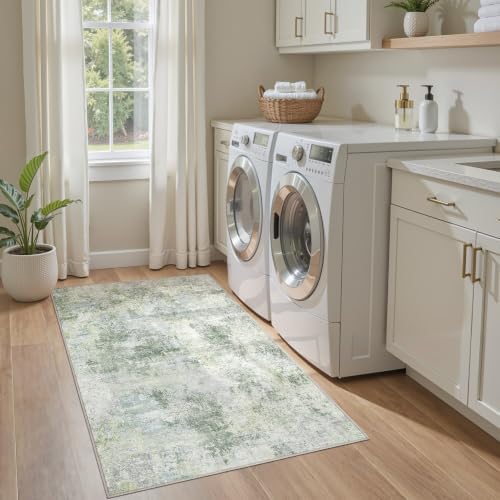Tortania Area Rug Living Room Rugs - 3x5 Washable Soft Neutral Boho Moroccan Farmhouse Mat Indoor Floor Carpet for Bedroom Under Dining Table Home Office Decor - Sage Green - Image 6