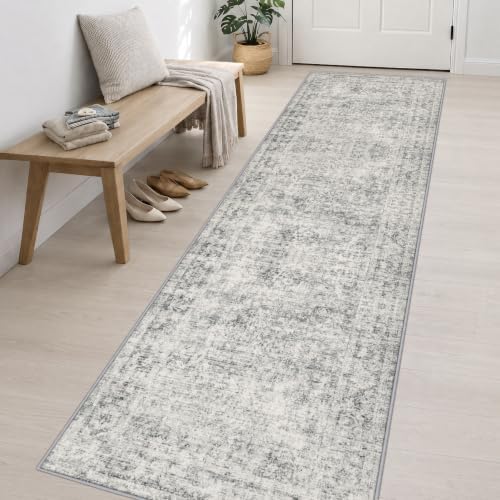 3x14 Washable Runner Rug：Modern Abstract Soft Carpet Black Grey - Image 3