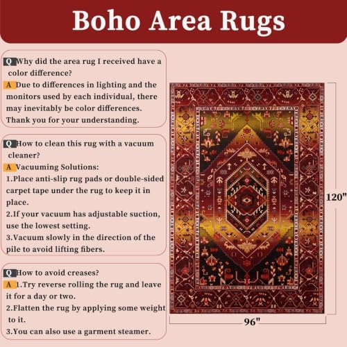 SERISSA 8x10 Washable Non Slip Boho Area Rug for Living Room - Image 2