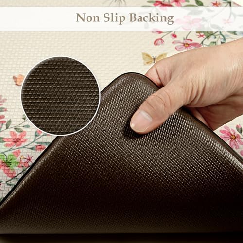 KIMODE Kitchen Mats for Floor Anti Fatigue, Flower Butterfly Kitchen Rugs - Image 4