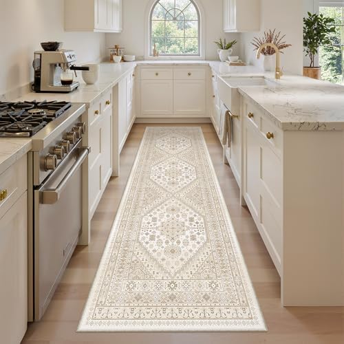 zesthome 2'6 x 8' Runner Rug Non Slip,Washable Kitchen Rugs,Beige - Image 3