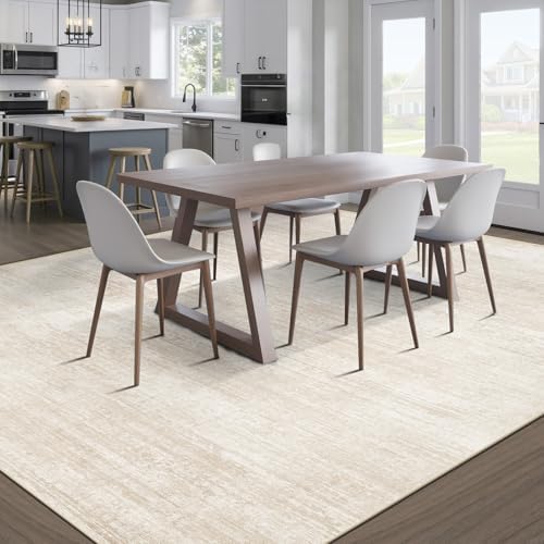 pmtsns Area Rugs 10x14 Living Room: Washable Rug Modern Abstract Neutral Soft Non-Slip Low-Pile Indoor Large Carpet for Bedroom Dining Room Playroom Home Office (Beige, 10'x14') - Image 6