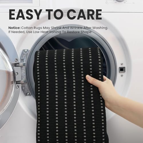 EARTHALL Washable Runner Rug, Non Slip Hallway Runner, 2x6 Ft, Black/Grey - Image 3