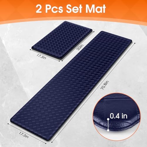TranquilRelax Kitchen Mats, Cushioned Mats with Extra-Long Runner, Blue - Image 2