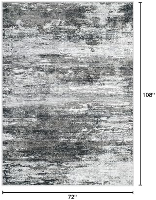 Washable Rug 6x9 Area Rugs for Living Room: Neutral Soft Rug Abstract Non Slip Low Pile Modern Carpet for Bedroom Kitchen Nursery Office Dining Room Indoor (Black, 6'x9') - Image 2