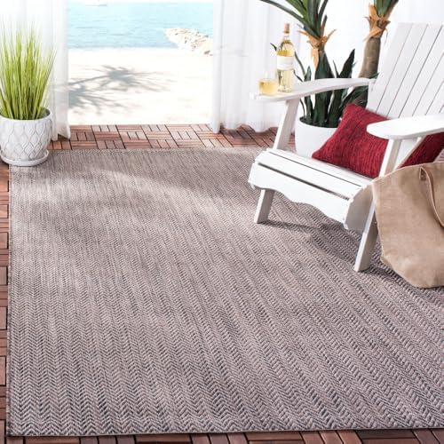 SAFAVIEH Outdoor Area Rug 6'7"x9'6" - Courtyard Collection - Coastal Design, Brown & Beige, Durable & Easy Cleaning, Ideal for Patio, Entryway, Mudroom, Backyard (CY8022-36321) by Unknown