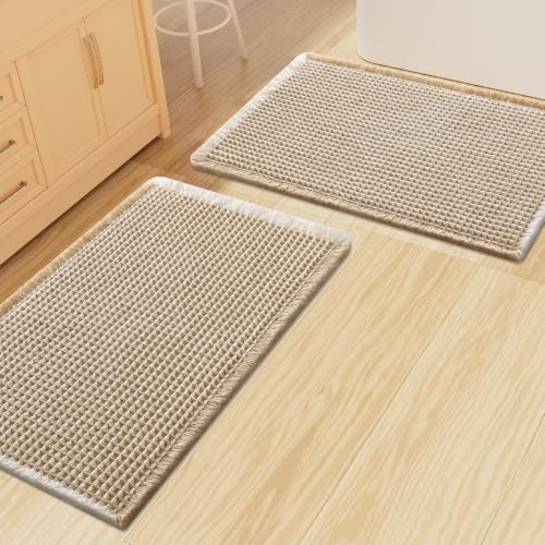 Smiry Waffle Bathroom Rugs Sets 2 Piece (30x20+30x20, Brown & Cream) by Smiry