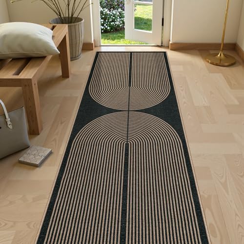 Lahome Enfys Modern Rainbow Kitchen Runner Rug, 2x8 Easy Jute Rug Runners for Hallways Entry Farmhouse Indoor Outdoor Carpet, Contemporary Washable Non Slip Runner for Laundry Room Porch by Lahome
