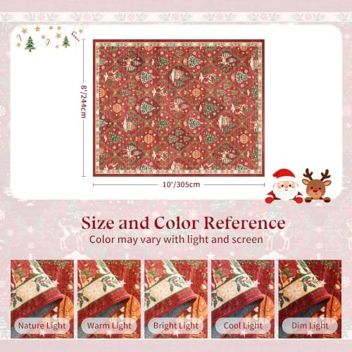 Christmas 8x10 Area Rugs for Living Room, Red Washable Xmas Bedroom Rug - Image 2