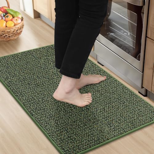 BEQHAUSE Kitchen Rugs 20"x32", Non-Slip Kitchen Mats for Floor, Green by BEQHAUSE