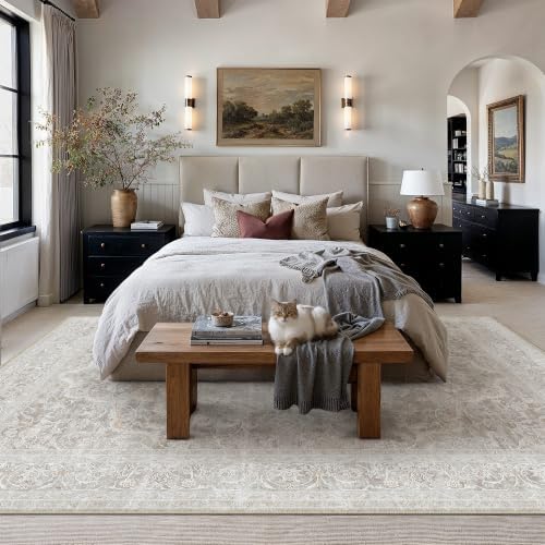 HUGEAR Grey Beige 8x10 Area Rugs for Living Room Washable Rug Carpet - Image 2