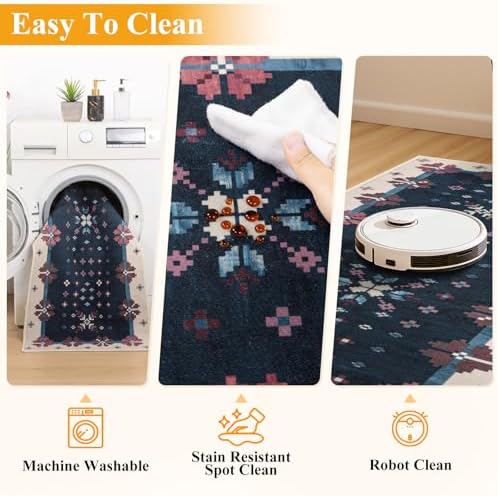 HEBE Boho Kitchen Rugs Set of 3, Non Slip Washable Kitchen Mats for Floor - Image 4
