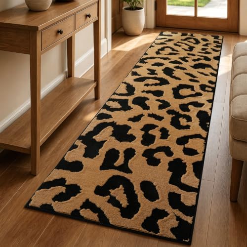 YIHOUSE Leopard Hallway Runner Rugs 2x8: Washable Non Slip Cheetah Rug by YIHOUSE