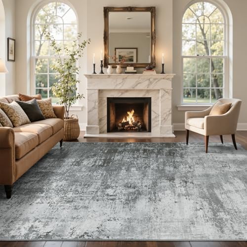 4x6 Ft Abstract Washable Area Rugs for Living Room Grey - Image 3