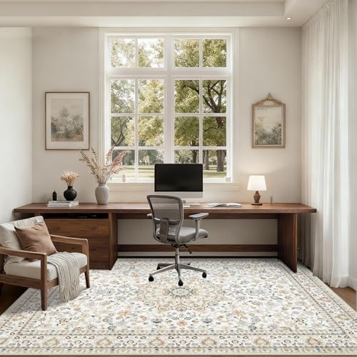 10x14 Area Rugs Living Room: Washable Vintage Rug for Bedroom Beige - Image 5