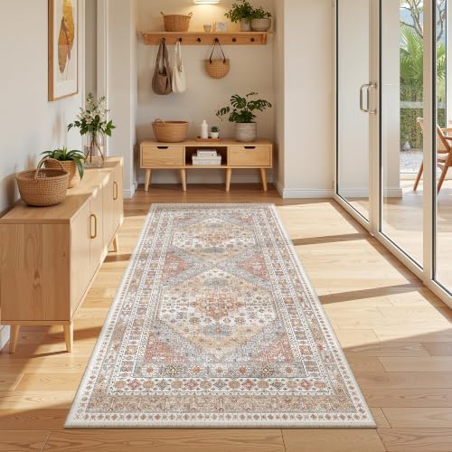 zesthome 3x6 Runner Rug Non Slip,Washable Hallway Runner Rug,Orange - Image 4