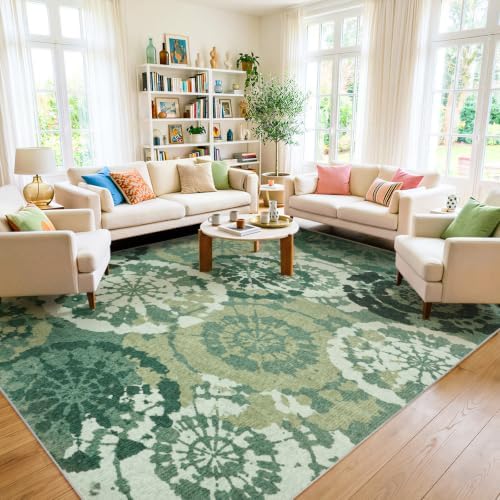 Boho Modern 6x9 Area Rug, Machine Washable Non-Slip Abstract Rug - Image 6