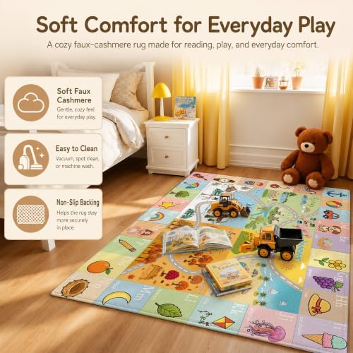 Nayoroom Kids Alphabet ABC Rug, Soft Faux Wool Seasons, Non-Slip, 5 x 7 ft - Image 5