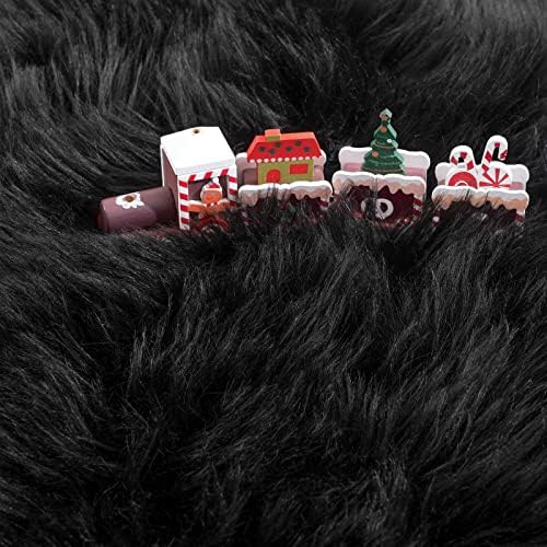 3x5 Black Faux Fur Area Rug Fluffy Soft Washable for Bedroom Entryway - Image 6