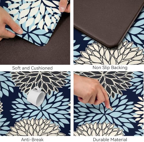 Kitchen Mats Set of 2 Cushioned Anti Fatigue Kitchen Rugs Non Slip Waterproof Kitchen Runner Memory Foam Floor Mat Comfort Standing Mat for Sink,Office,Laundry, Navy Yellow - Image 5