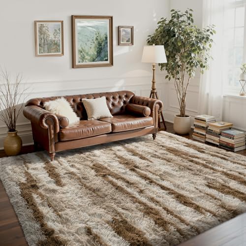 4x6 Ft Fuzzy Rugs for Bedroom,Khaki Neutral Area Rug Non-Slip,Carpet for Living Room Nursery Kids PlayRoom Indoor Modern Plush Carpets by Lo%CC%80utiRootHome