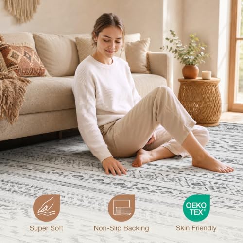 cotiled 6x9 Area Rugs for Living Room: Boho Washable Rug for Dining Room - Image 4