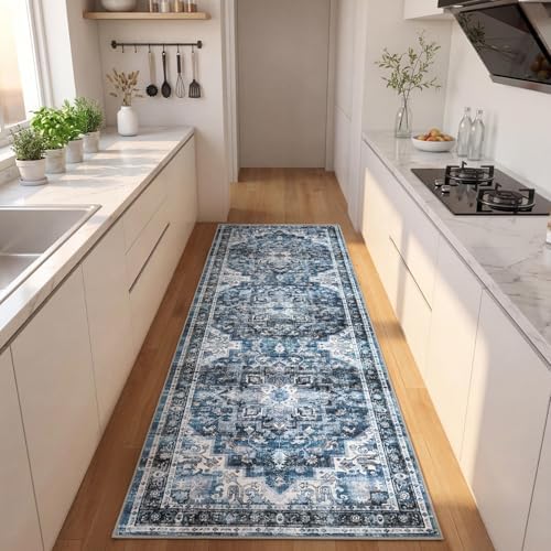 GarveeHome Washable Rug Runner 2x6 Vintage Runners for Hallways Blue - Image 3