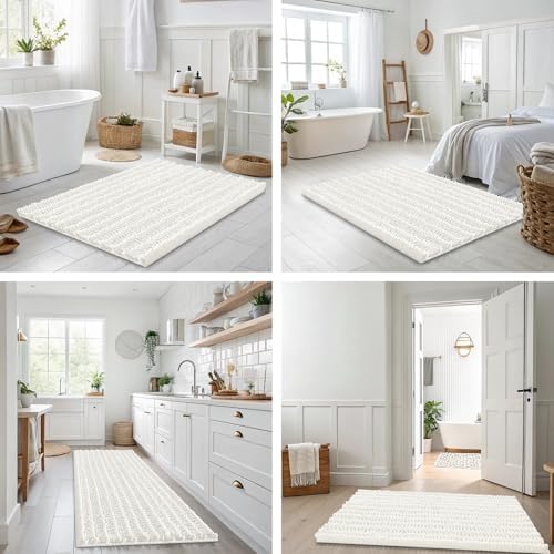 Smiry Bathroom Rugs 47X24, Extra Soft Rubber Backing Chenille Bath Mats - Image 7