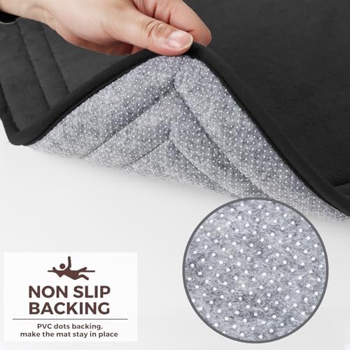 Black Bathroom Rug Set 2 Piece Memory Foam Microfiber Bath Mat - Image 5