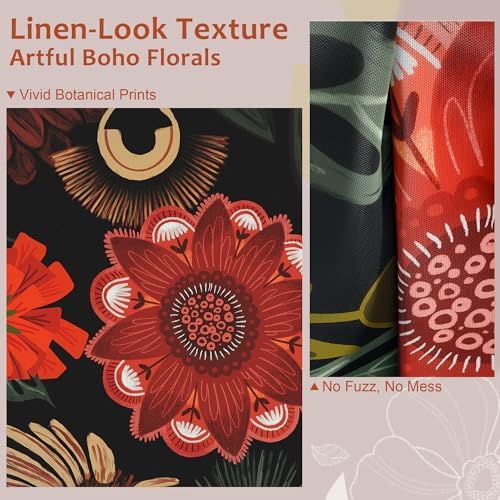 Tyrot Vintage Boho Floral 3x5 Washable Area Rug Flat Woven Ultra-Thin Low-Pile Botanical Rugs Non-Slip Indoor Rug for Bedroom, Entryway, Kitchen, Dorm, Kids Room, Nursery, Black Red - Image 3
