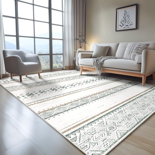 4x6 Washable Area Rugs for Living Room Boho Bedroom Rug Green/Brown - Image 2