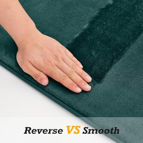 HUXMEYSON Bathroom Rugs Sets 3 Piece, Non-Slip & Quick Dry Bath Mat Set, Ultra Soft Velvet Bath Rugs for Bathroom, Toilet and Shower Floor, Peacock Blue - Image 3