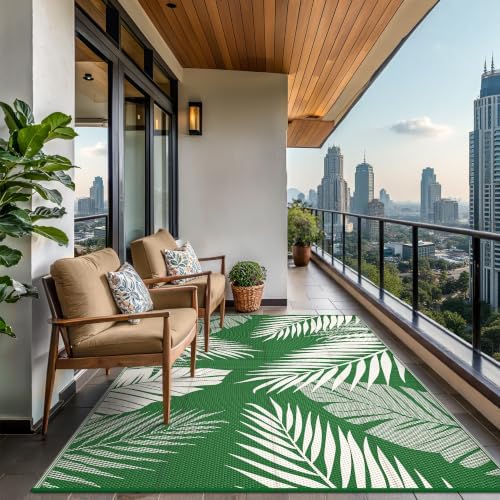 GENIMO Outdoor Rug, Waterproof Plastic Rugs for Patio, 9'x12' Dark Green - Image 4