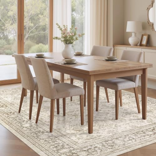 7x10 Area Rug:Washable Vintage Yellowish Brown Rugs for Living Room - Image 3