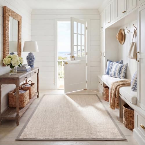 SAFAVIEH Natural Fiber Area Rug 5x8 Textured, Marble & Khaki NF143E by Unknown