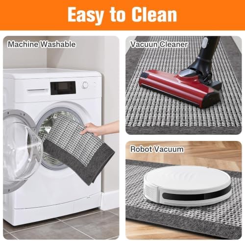 StepRite Kitchen Rugs 2 PCS, Kitchen Mats for Floor, 20"X32"+20"X47", Grey - Image 5
