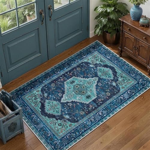 Tangsoo Oriental 2x3 Washable Rugs for Entryway, Non Slip Small Area Rug by Tangsoo