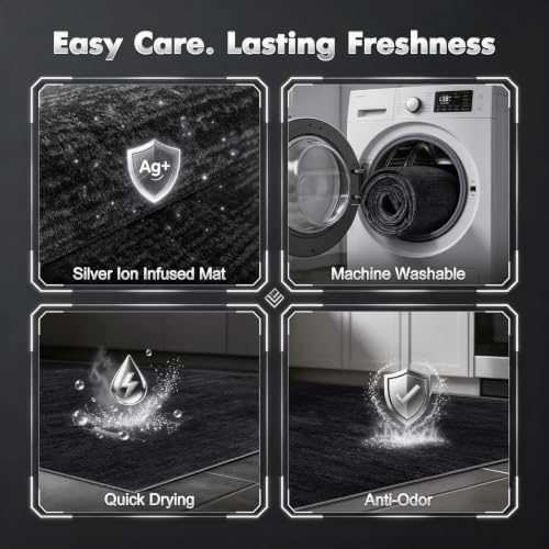 LIANLAM Silver Infused Self-Cleaning Area Rug for Living Room (8x10,Black) - Image 5